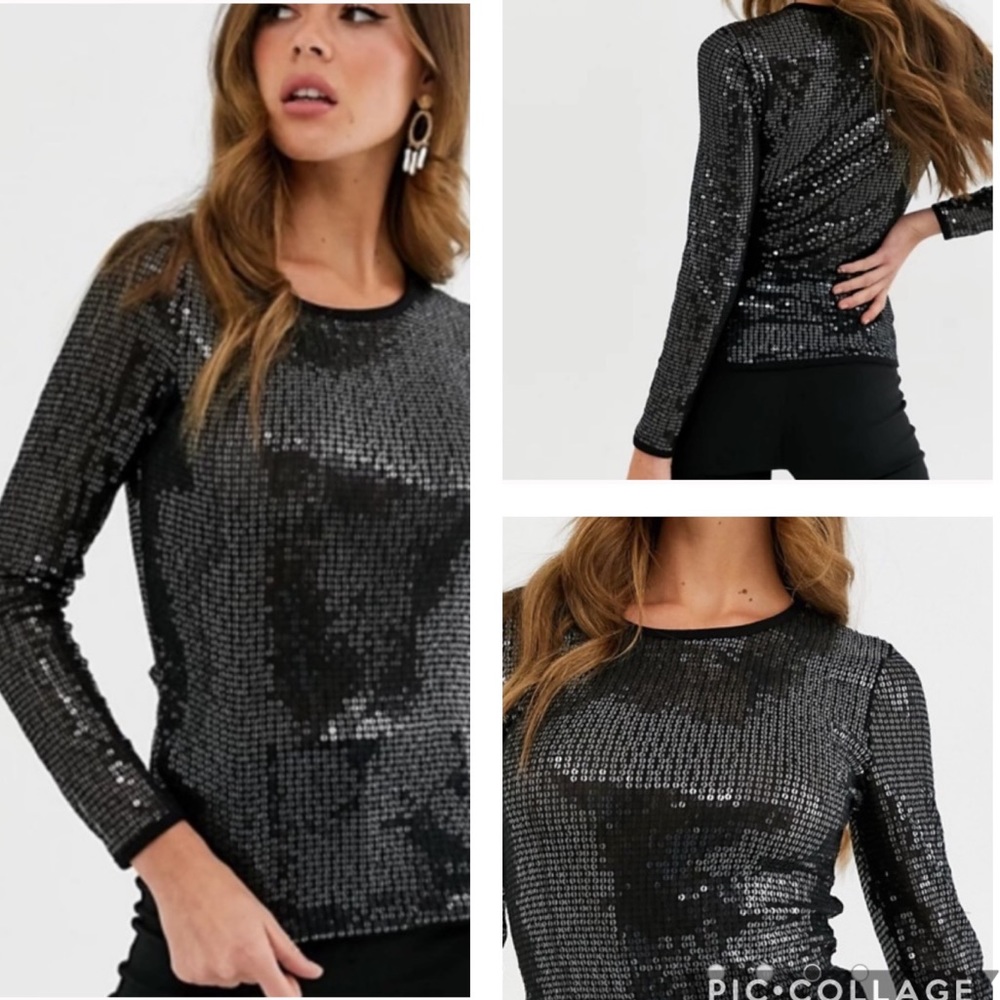 Free People Diamond Eyes Sheer Sequin Top